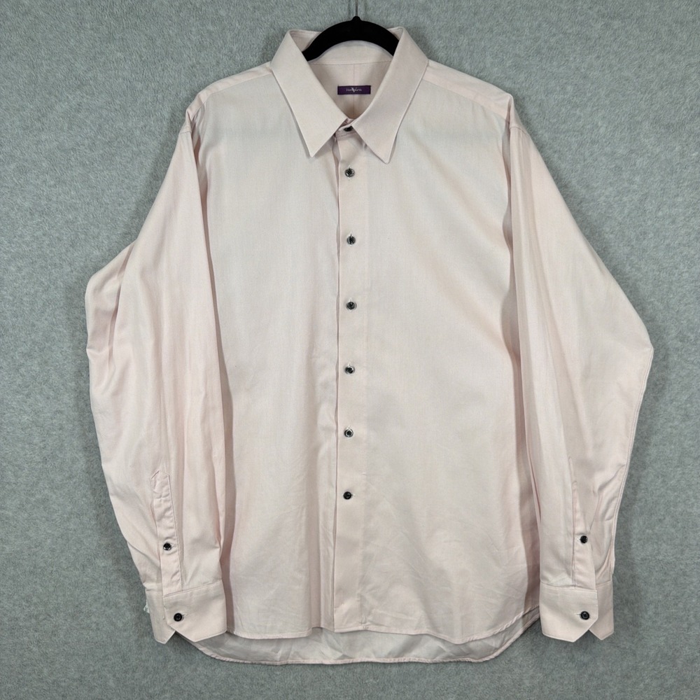 Ventura Men's Button Up Dress Shirt Pink Custom Tailored XL EUC